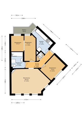 Floorplan - Tienhovenselaan 4, 2574 SX Den Haag